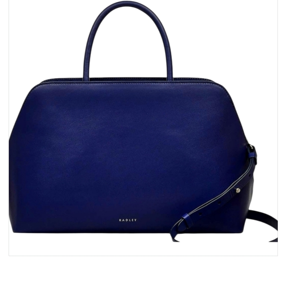 RADLEY LONDON Navy Bag Dome-Top Leather Crossbody Satchel Purse - Picture 8 of 12
